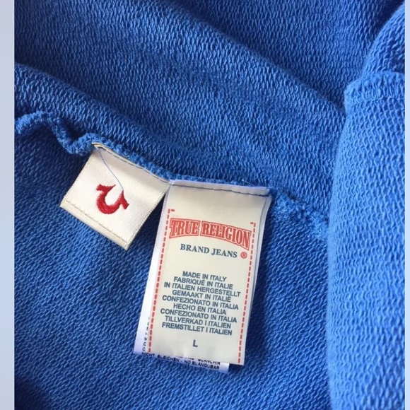 New True Religion Men True Circle Sweat Shorts Large Light Blue - Picture 3 of 10